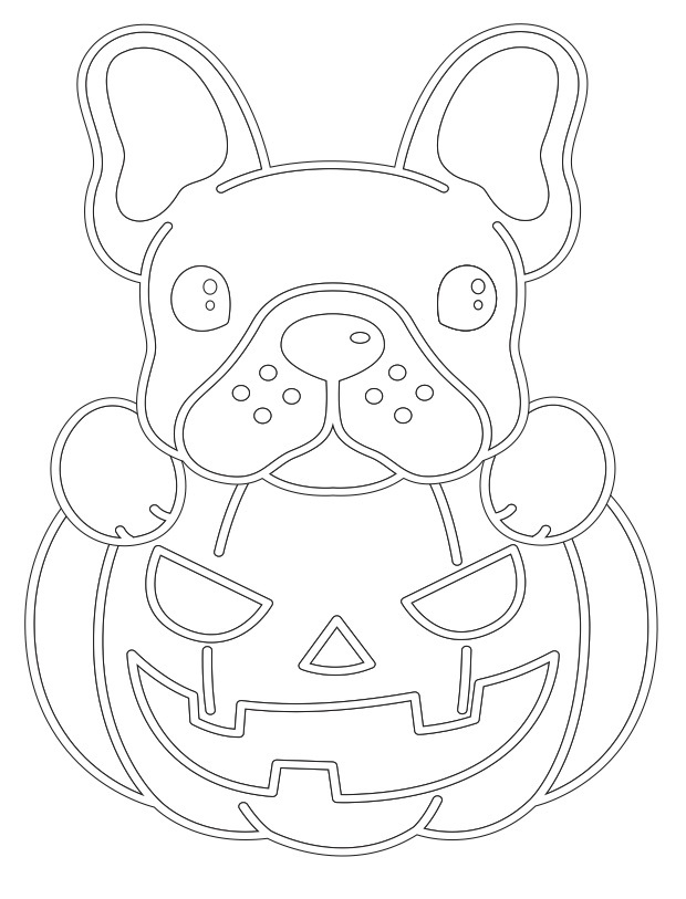 Online coloring book: Coloring page dog and pumpkin scare you on Halloween